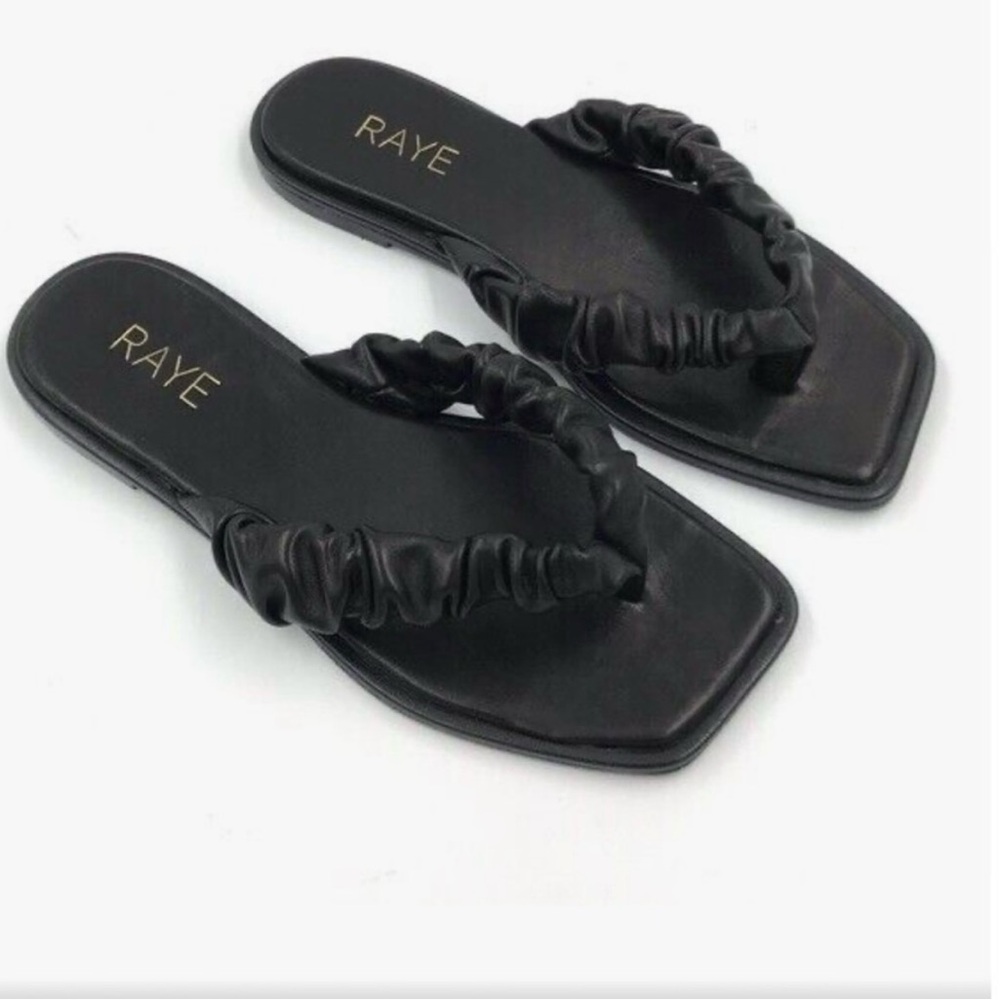 Spring Refresh 🌸 
RAYE Black Ruched Strap Sandals